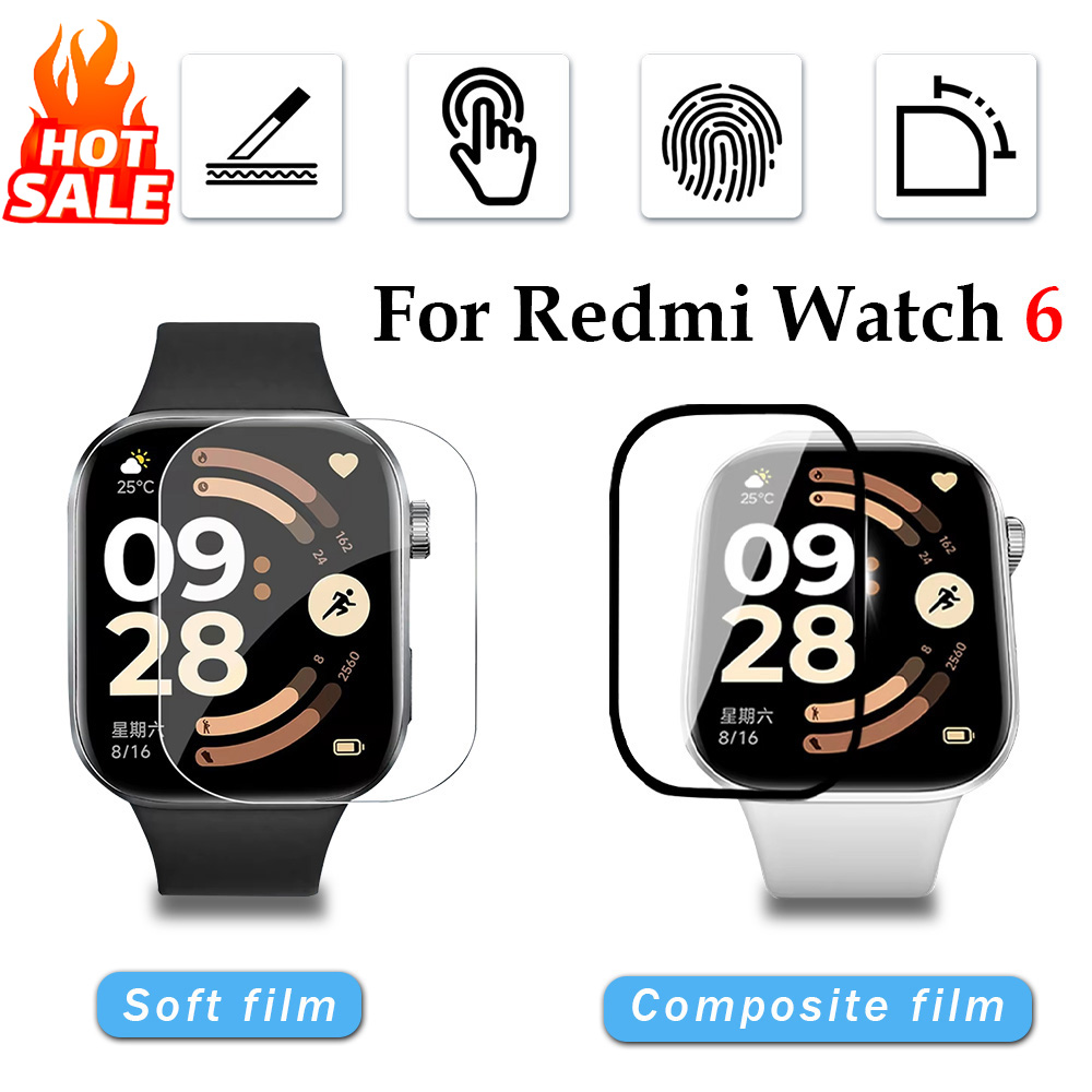 Smartwatch Watches Xiaomi - 1-5 ชิ้นฟิล์มนุ่มสำหรับเสี่ยวมี่ เรดมี่ วอทช์ 6 อุปกรณ์เสริมสมาร์ทวอทช์ป้องกันหน้าจอคอมโพสิตฟิล์มแข็งสำหรับเรดมี่