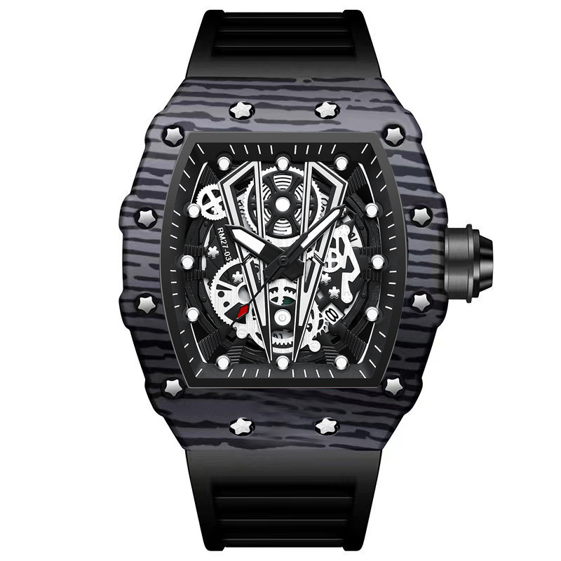Smartwatch Luxury Watches For Men - BINBOND 2026 นาฬิกาควอตซ์หรูหราสำหรับผู้ชาย สายซิลิโคน นาฬิกาข้อมือแบบโปร่ง นาฬิกากันน้ำสำหรับผู้ชาย