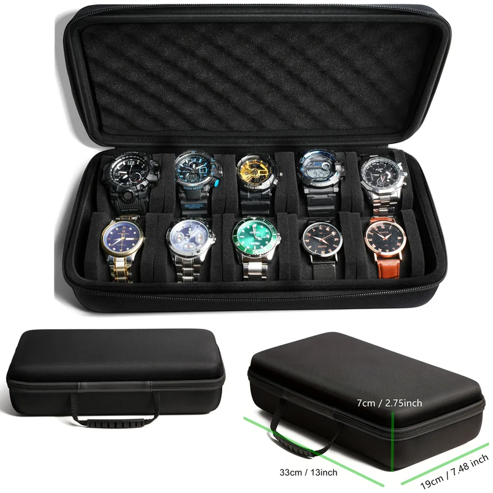 Tag Watches Smartwatch - 10 ช่องใส่กล่องนาฬิกาแบบพกพาซิปนาฬิกากระเป๋าเดินทางนาฬิกาผู้ถือจอแสดงผลสําหรับนาฬิกาข้อมือและนาฬิกาสมาร์ท