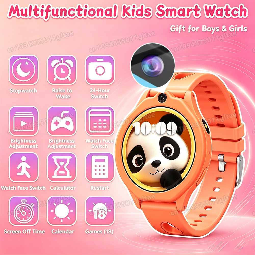 Smartwatch Watches Gift For Boys On Birthday - 2026 ใหม่สมาร์ทวอทช์สำหรับเด็ก HD หน้าจอสัมผัสกล้อง 18 เกมการตรวจสอบการนอนหลับนาฬิกาปลุกเครื่องคิดเลขของขวัญวันเกิดเด็กผู้หญิง