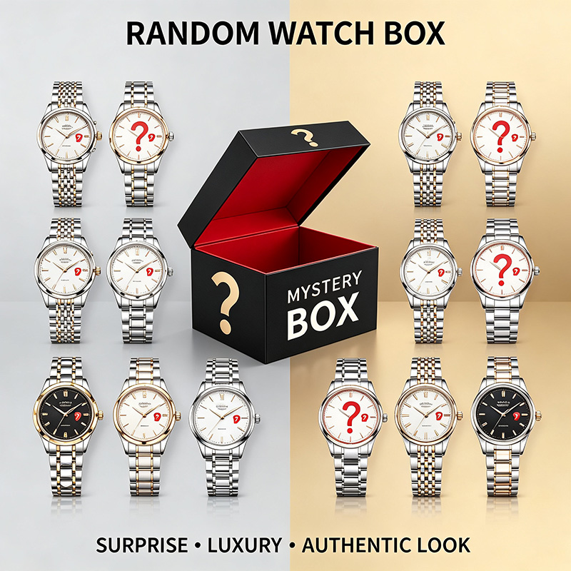 Smartwatch Luxury Watches - นาฬิกาข้อมือผู้ชายแบรนด์หรู 100% นาฬิกาเซอร์ไพรส์ลึกลับ กล่องสุ่ม นาฬิกาควอตซ์กันน้ำ นาฬิกาข้อมือสไตล์ลำลองสำหรับธุรกิจและกีฬา