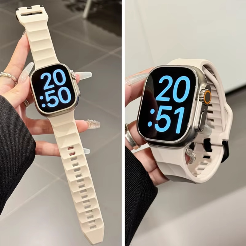 สายนาฬิกาซิลิโคนแบบหยัก ทนทาน  - Smartwatch Apple Watches For Women บทวิจารณ์และราคา