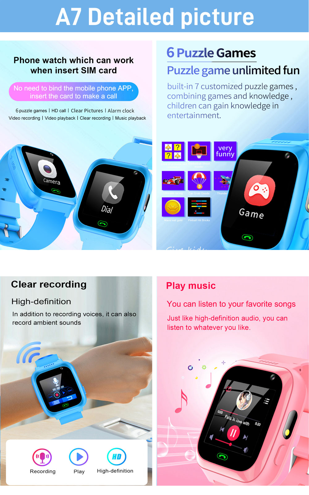 2G 4G เด็กสมาร์ทนาฬิกาโทรศัพท์ - Smartwatch Watches Gift For Girls บทวิจารณ์และราคา