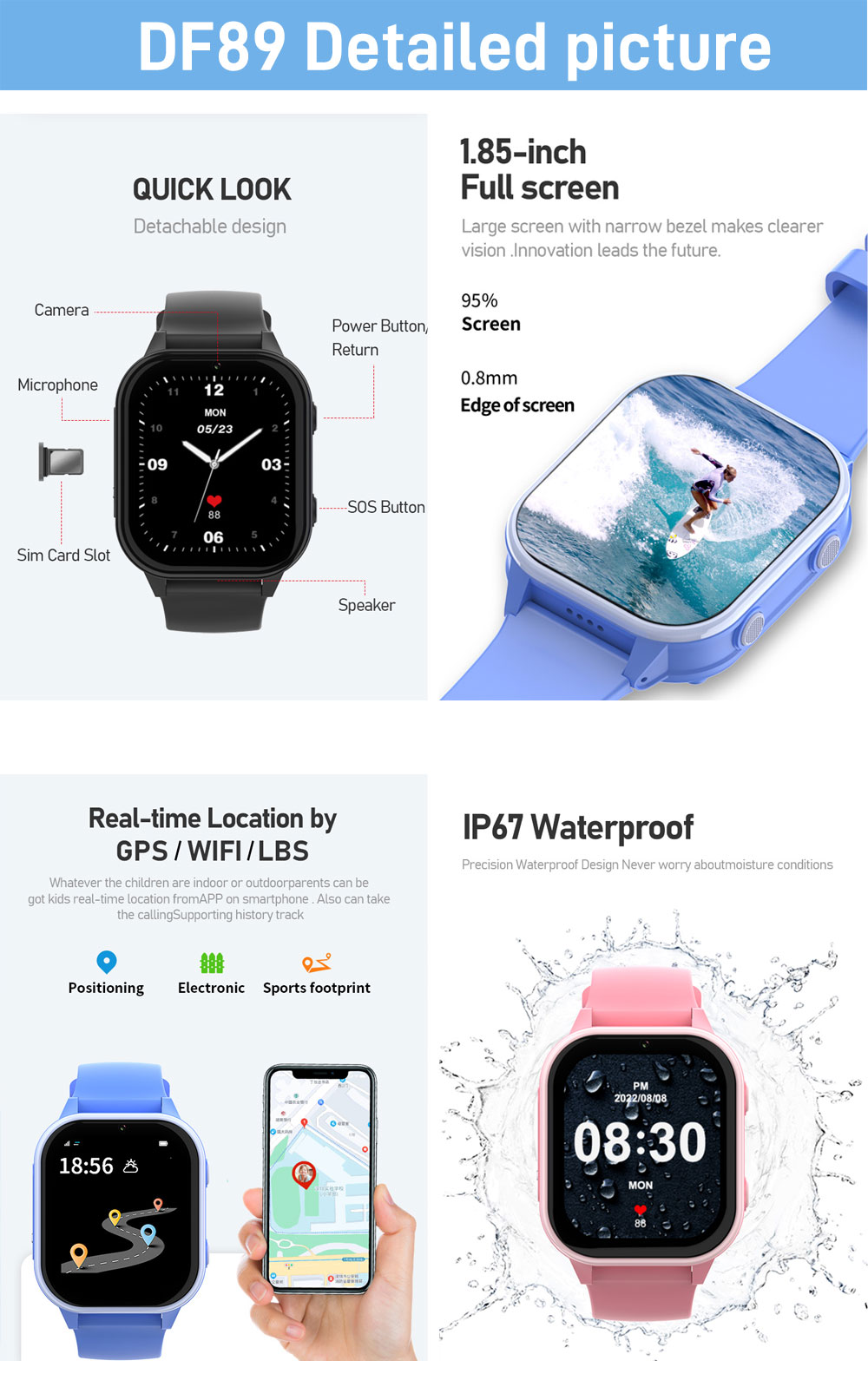2G 4G เด็กสมาร์ทนาฬิกาโทรศัพท์ - Smartwatch Watches Gift For Girls บทวิจารณ์และราคา