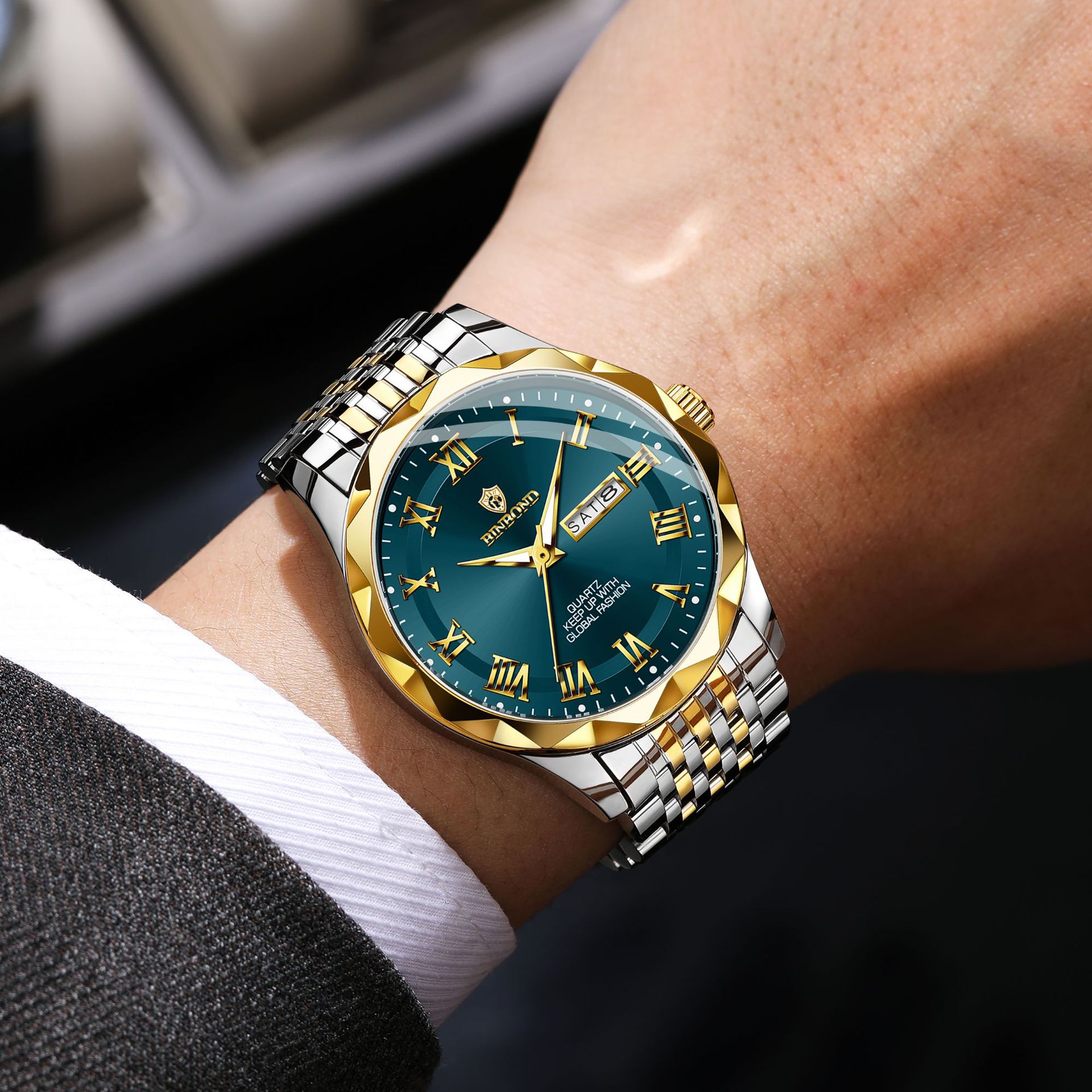 BINBOND นาฬิกาข้อมือควอตซ์หรูห - Smartwatch Luxury Watches For Men บทวิจารณ์และราคา
