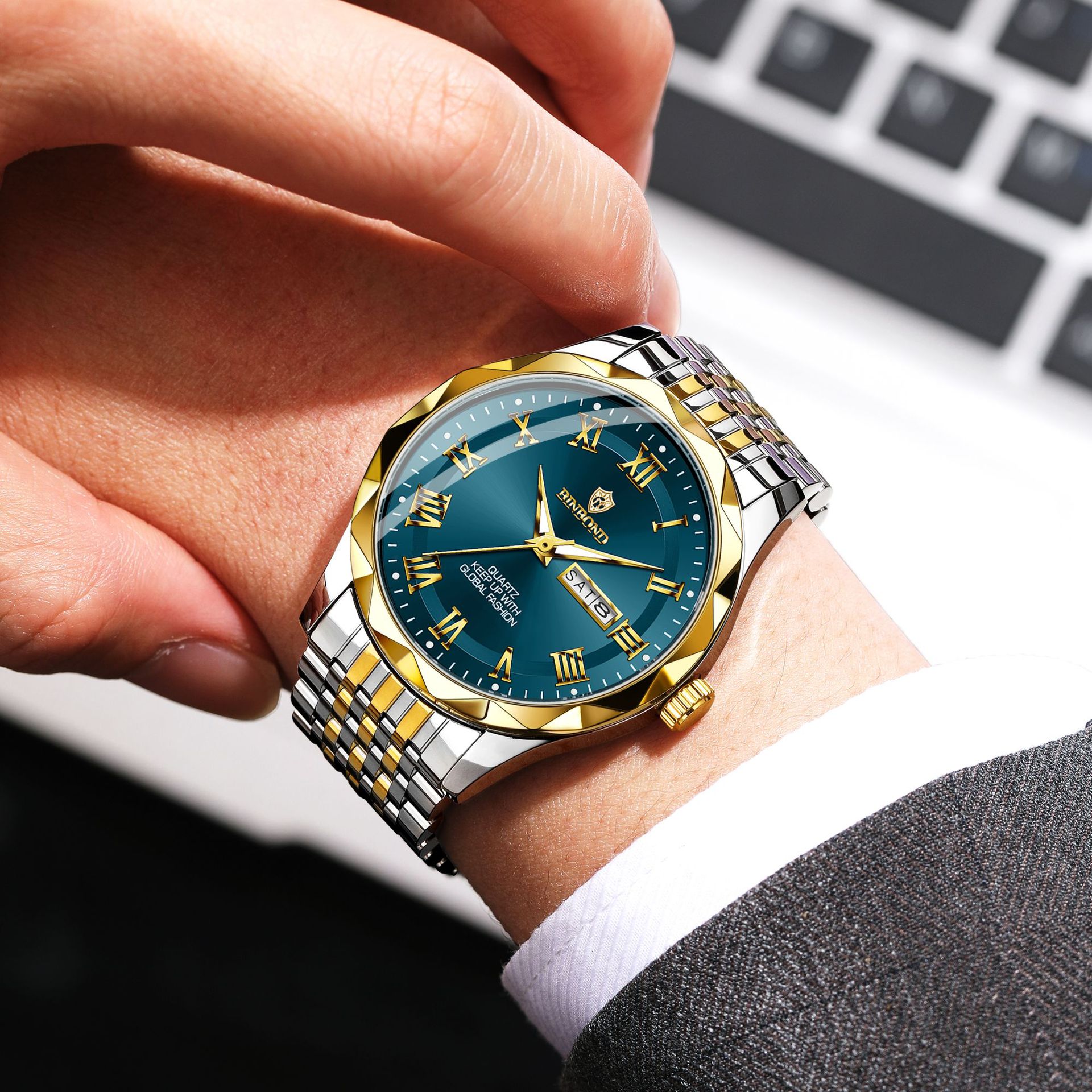BINBOND นาฬิกาข้อมือควอตซ์หรูห - Smartwatch Luxury Watches For Men บทวิจารณ์และราคา